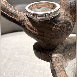 Baguette and Round Cubic Zirconia Eternity Band in Sterling Silver